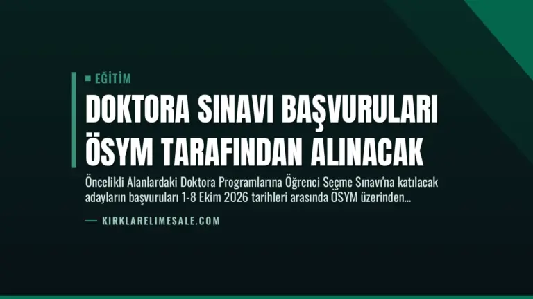 Doktora Sınavı Başvuruları ÖSYM Tarafından Alınacak