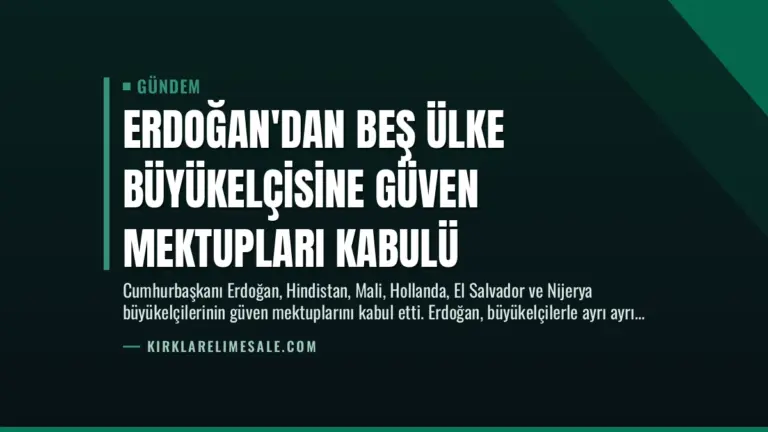 Erdoğan’dan Beş Ülke Büyükelçisine Güven Mektupları Kabulü