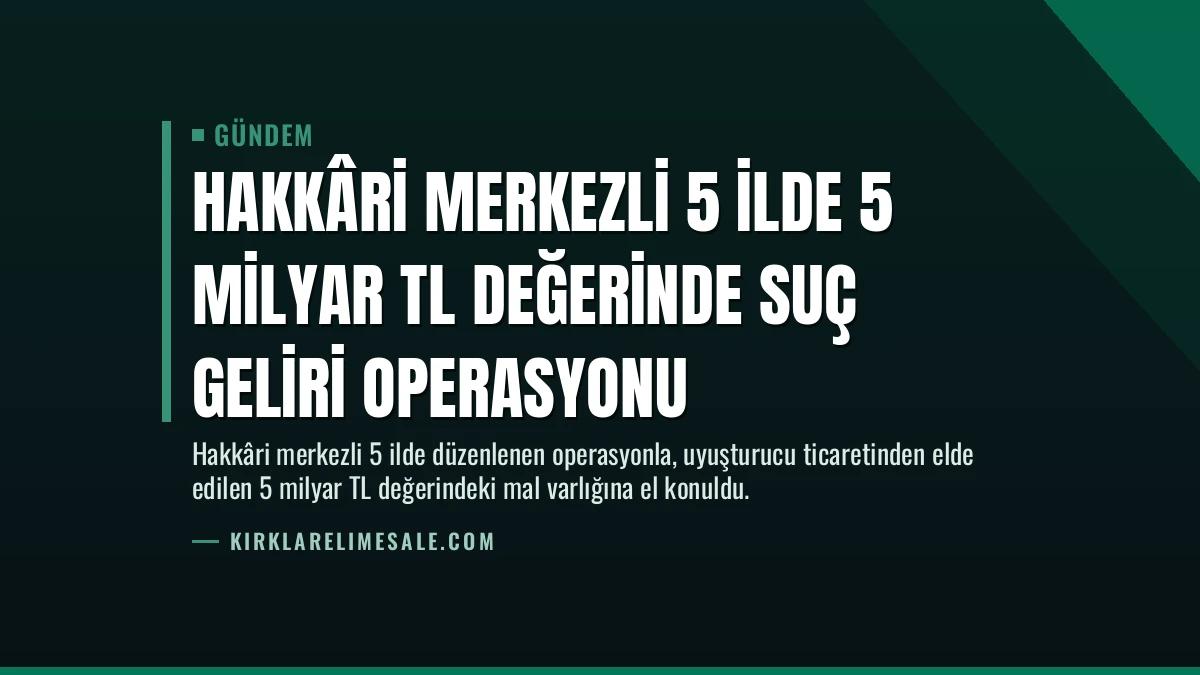 Hakkâri Merkezli 5 İlde 5 Milyar TL Değerinde Suç Geliri Operasyonu