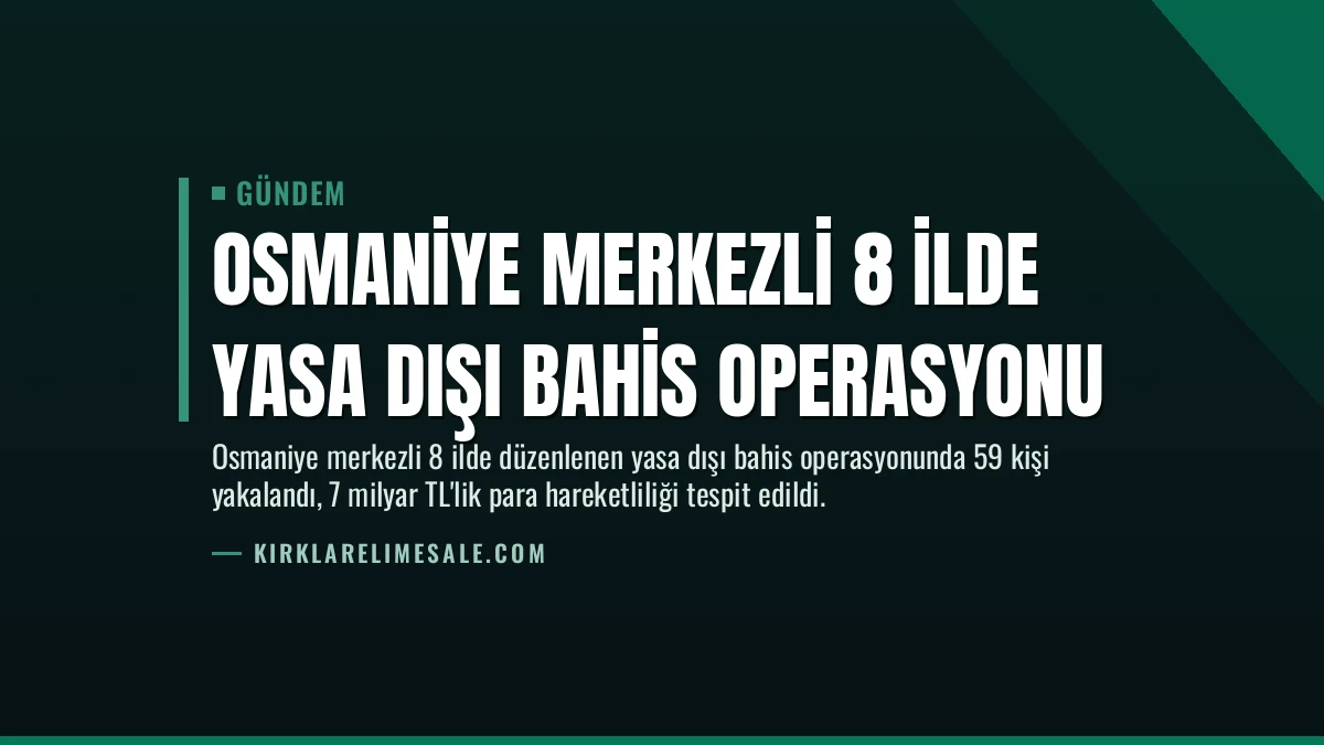 Osmaniye Merkezli 8 İlde Yasa Dışı Bahis Operasyonu