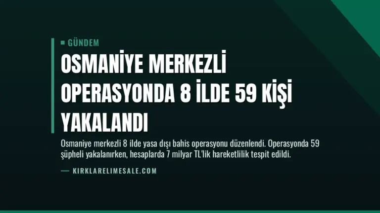 Osmaniye Merkezli Operasyonda 8 İlde 59 Kişi Yakalandı