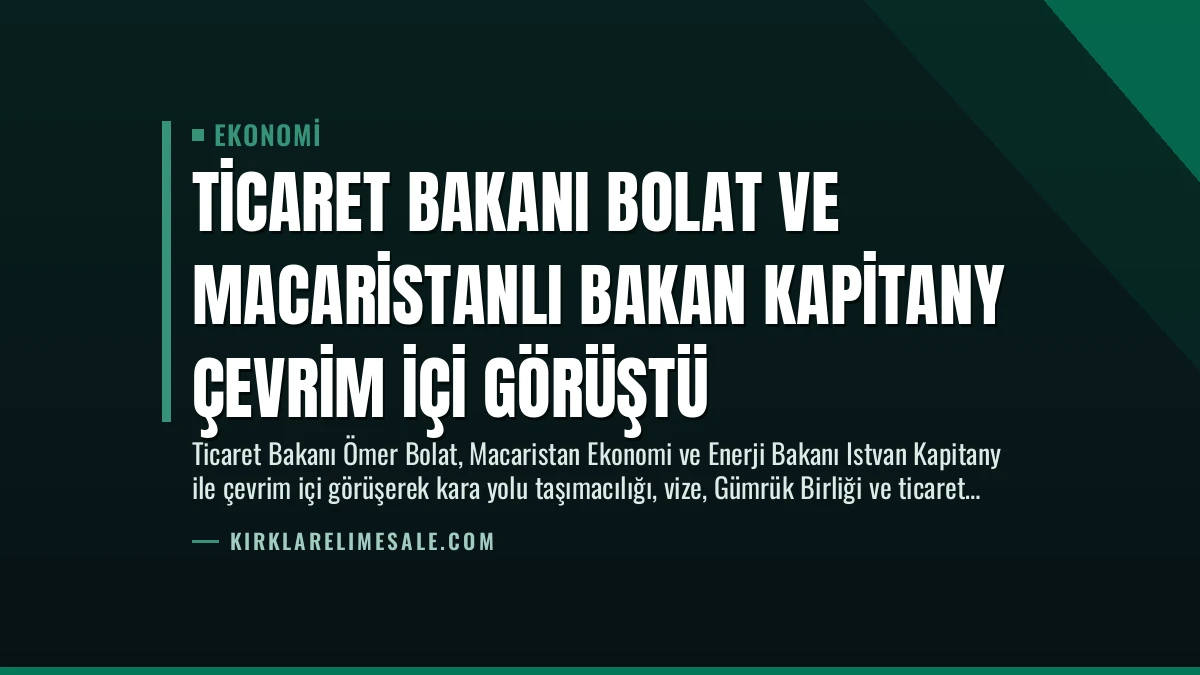 Ticaret Bakanı Bolat ve Macaristanlı Bakan Kapitany Çevrim İçi Görüştü