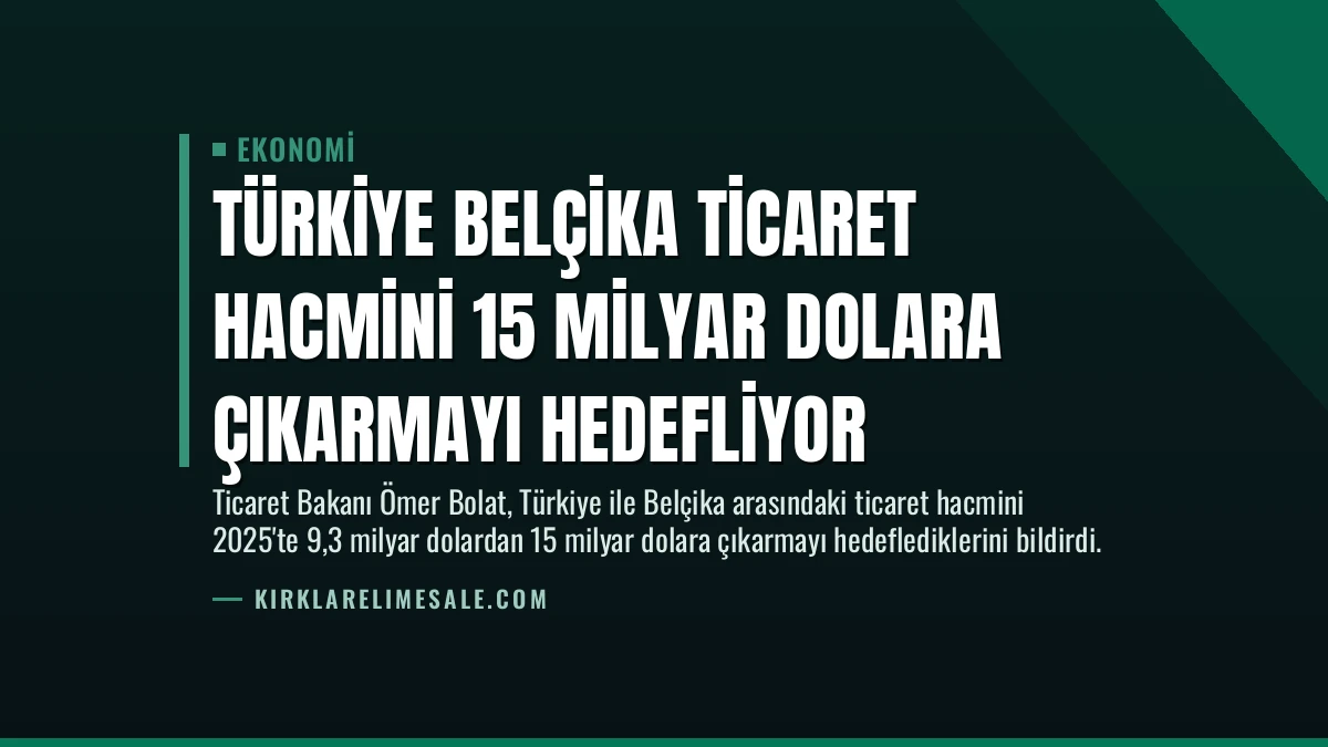 Türkiye Belçika Ticaret Hacmini 15 Milyar Dolara Çıkarmayı Hedefliyor
