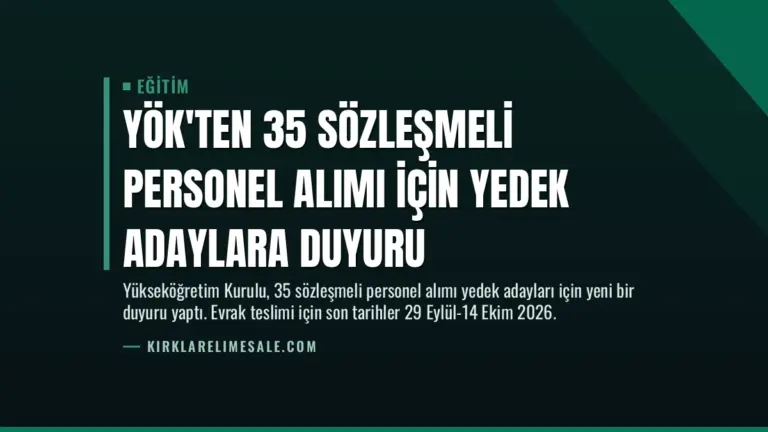 YÖK’ten 35 Sözleşmeli Personel Alımı İçin Yedek Adaylara Duyuru