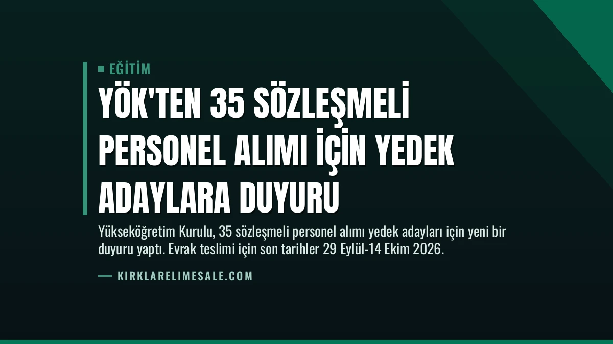 YÖK’ten 35 Sözleşmeli Personel Alımı İçin Yedek Adaylara Duyuru
