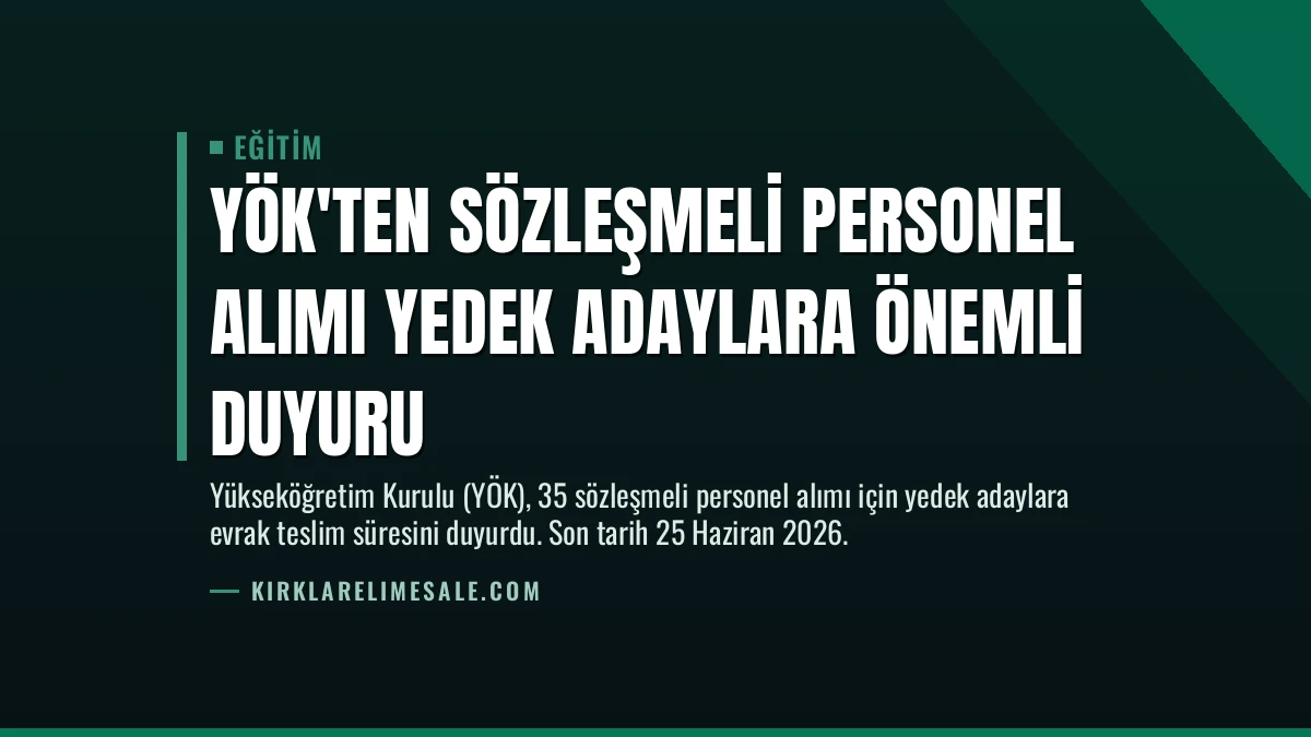 YÖK’ten Sözleşmeli Personel Alımı Yedek Adaylara Önemli Duyuru
